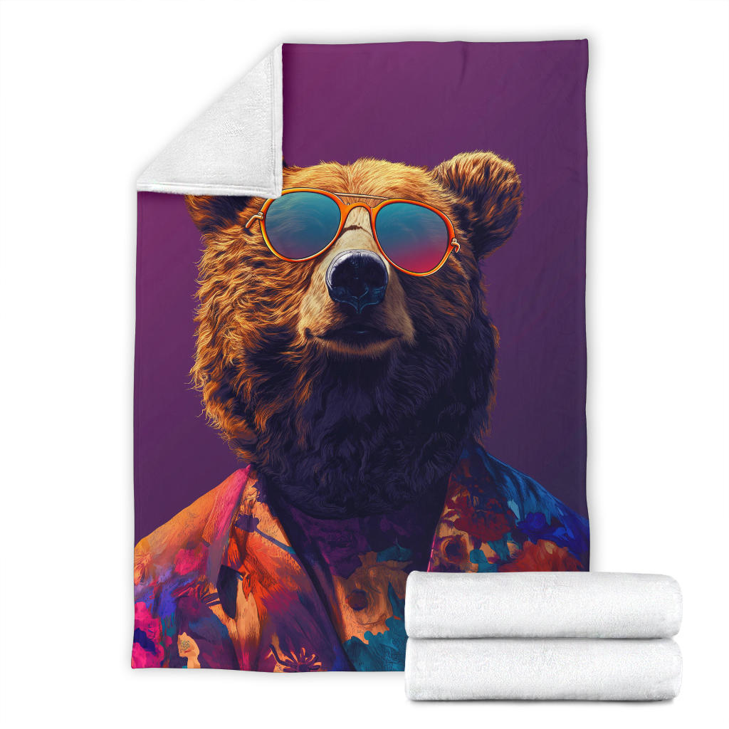 Bear Blanket, Trippy Psychedelics Bear Fleece Blanket, Bear Throw Blanket, Bear Gifts