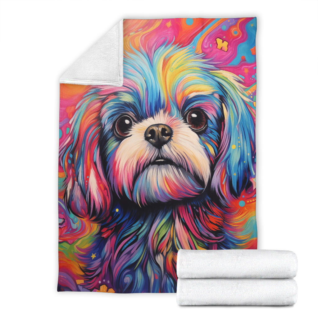 Shih Tzu Blanket, Shih Tzu Trippy Psychedelics Blanket, Shih Tzu Gifts, Shih Tzu Throw Blanket