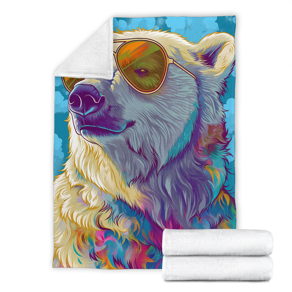 Polar Bear Blanket, Trippy Psychedelics Polar Bear Fleece Blanket, Polar Bear Throw Blanket, Polar Bear Gifts