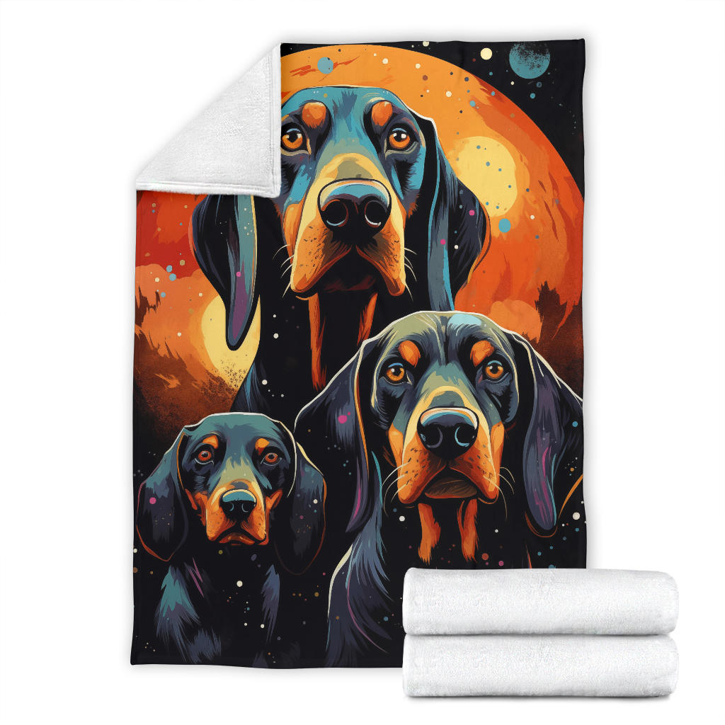 Black and Tan Coonhound Blanket, Trippy Psychedelics Black and Tan Coonhound Fleece Blanket, Black and Tan Coonhound Throw Blanket, Black and Tan Coonhound Gifts