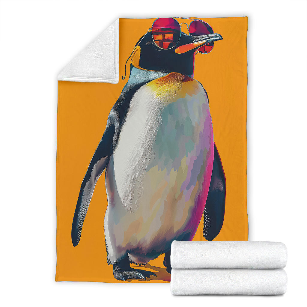 Penguin Blanket, Trippy Psychedelics Penguin Fleece Blanket, Penguin Throw Blanket, Penguin Gifts