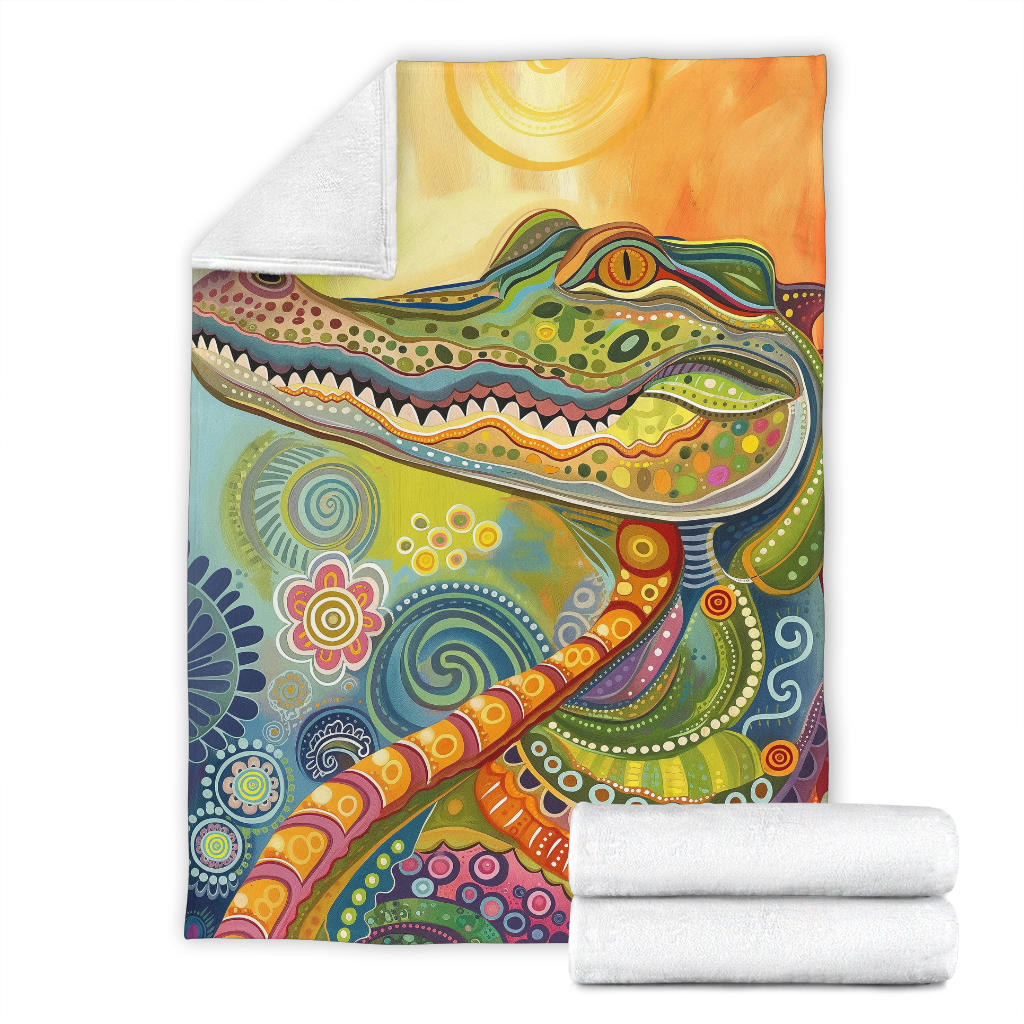 Alligator Blanket, Trippy Psychedelics Alligator Fleece Blanket, Alligator Throw Blanket, Alligator Gifts