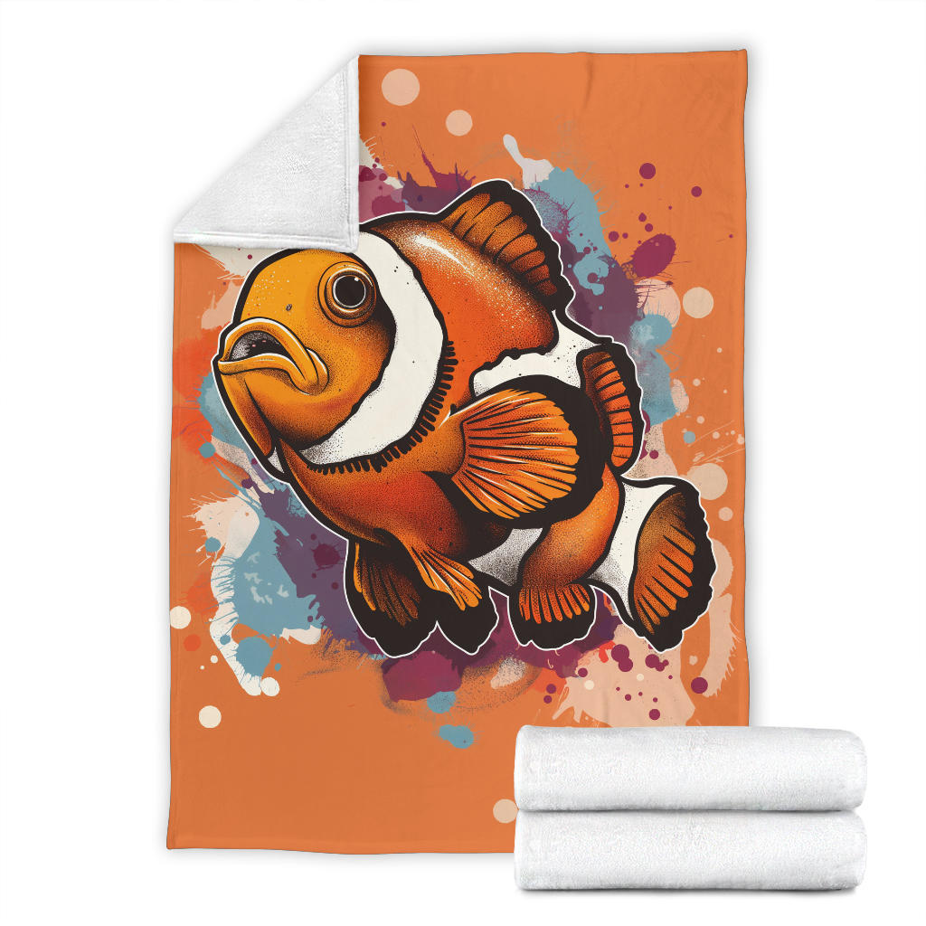 Clownfish Blanket, Trippy Psychedelics Clownfish Fleece Blanket, Clownfish Throw Blanket, Clownfish Gifts