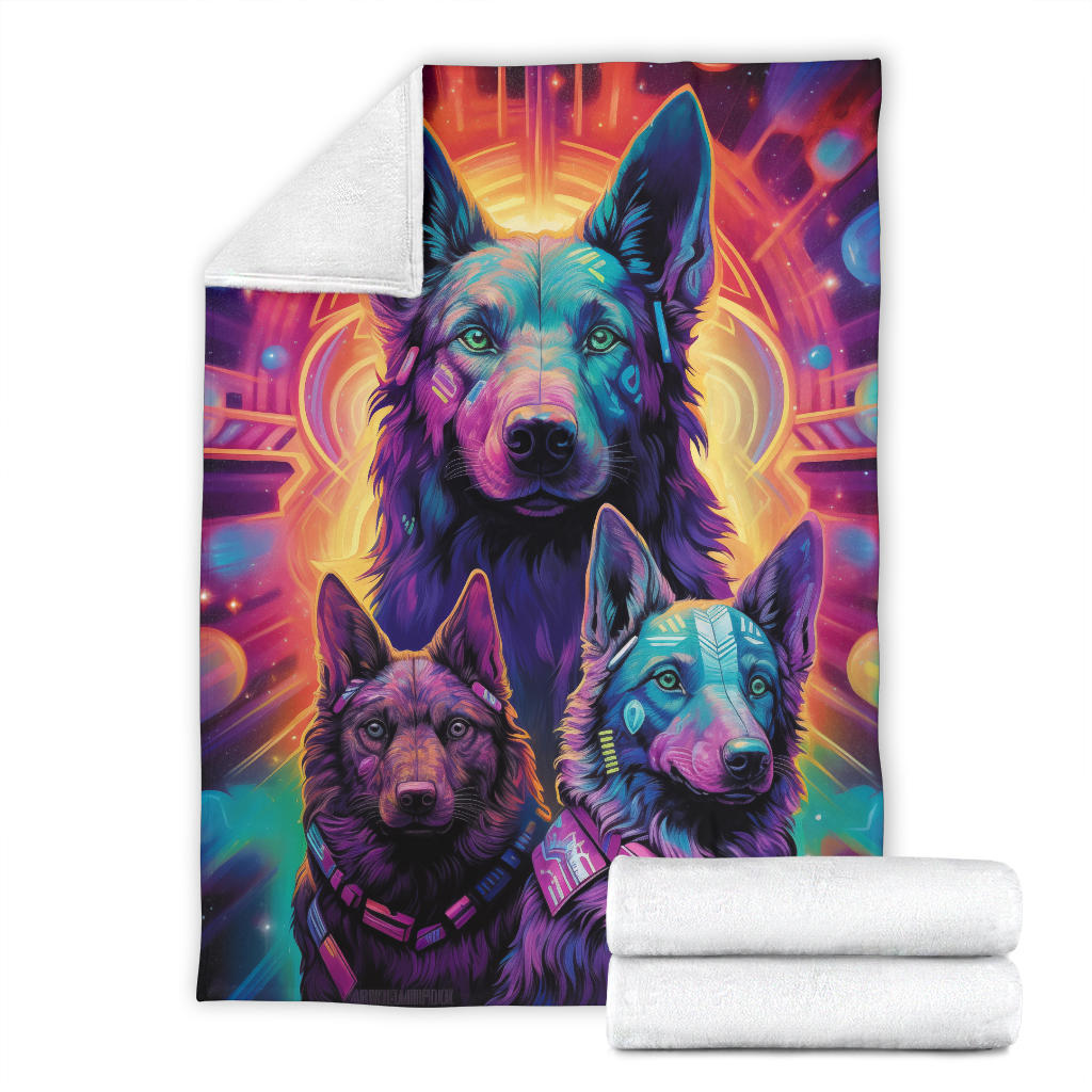 Dutch Shepherd Blanket, Trippy Psychedelics Dutch Shepherd Fleece Blanket, Dutch Shepherd Throw Blanket, Dutch Shepherd Gifts