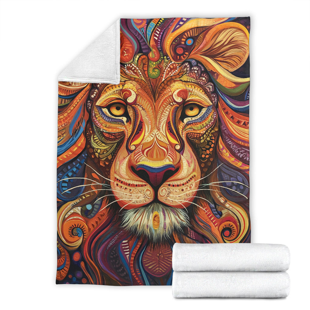 Lion Blanket, Trippy Psychedelics Lion Fleece Blanket, Lion Throw Blanket, Lion Gifts