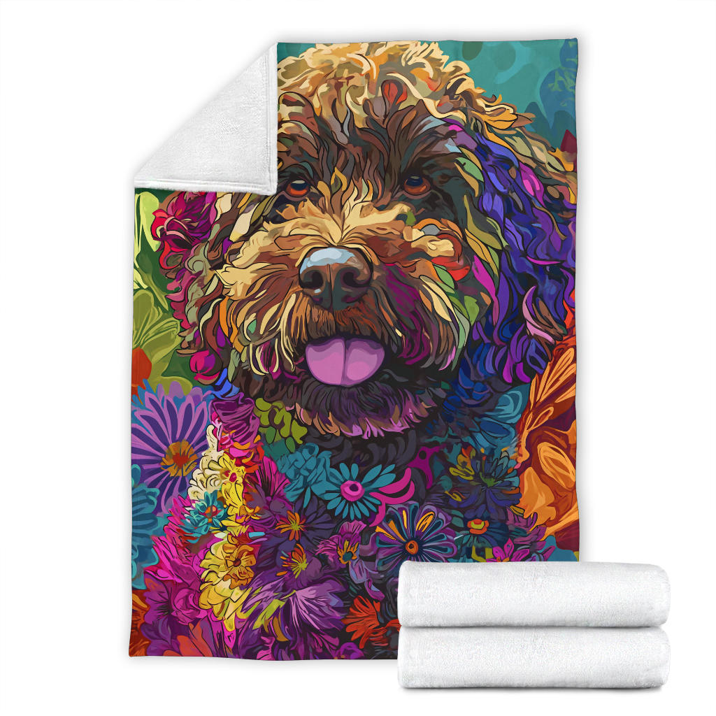 Lagotto Romagnolo Dog Blanket, Trippy Psychedelics Lagotto Romagnolo Dog Fleece Blanket, Lagotto Romagnolo Dog Throw Blanket, Lagotto Romagnolo Dog Gifts