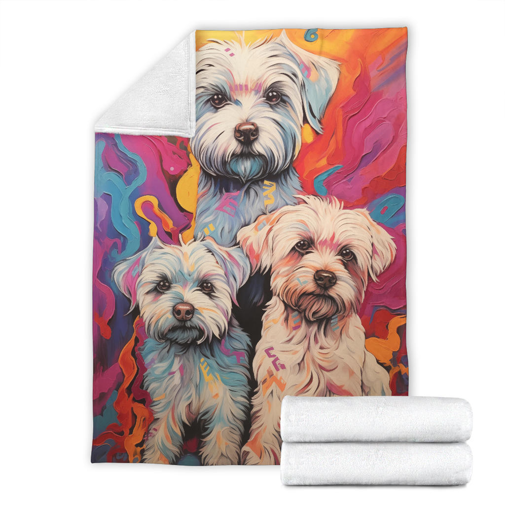 Dandie Dinmont Terrier  Blanket, Trippy Psychedelics Dandie Dinmont Terrier Fleece Blanket, Dandie Dinmont Terrier Throw Blanket, Dandie Dinmont Terrier Gifts