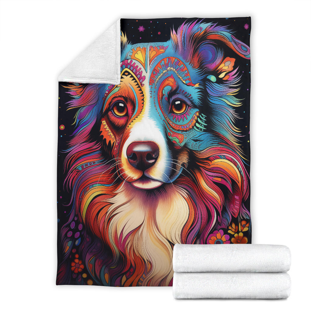 Australian Shepherd Blanket, Australian Shepherd Trippy Psychedelics Blanket, Australian Shepherd Gifts, Australian Shepherd Throw Blanket