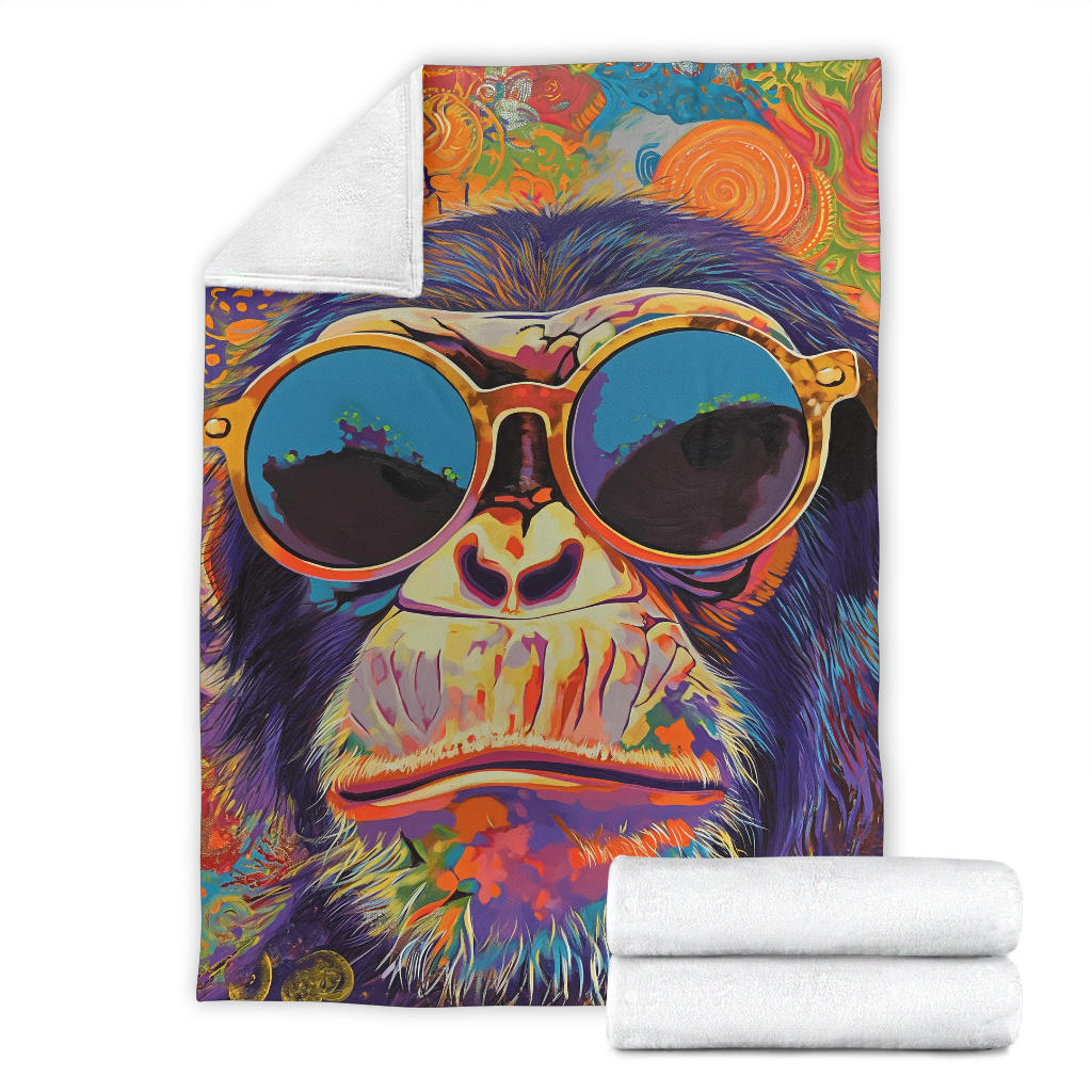 Monkey Blanket, Trippy Psychedelics Monkey Fleece Blanket, Monkey Throw Blanket, Monkey Gifts