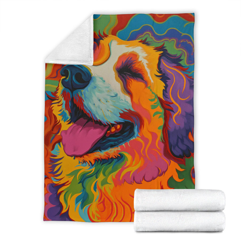 Kuvasz Dog Blanket, Trippy Psychedelics Kuvasz Dog Fleece Blanket, Kuvasz Dog Throw Blanket, Kuvasz Dog Gifts