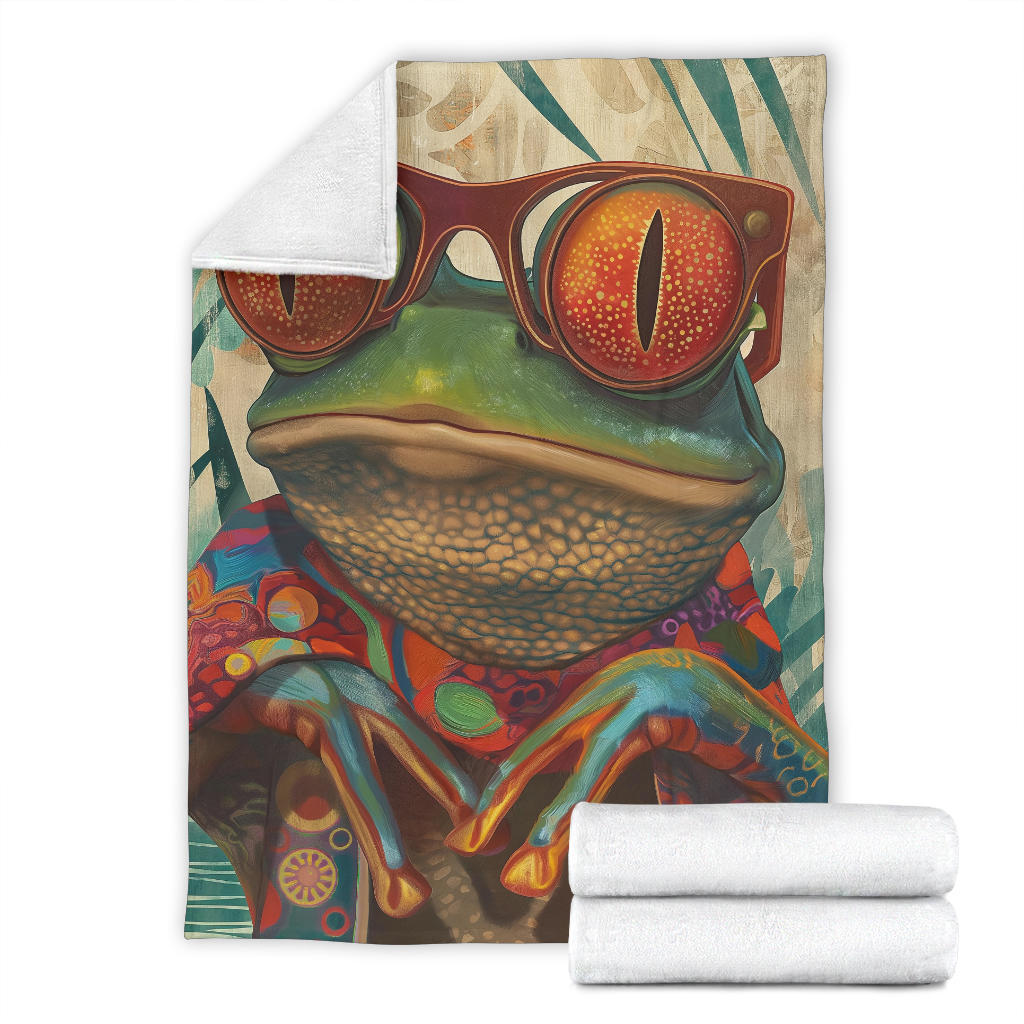 Frog Blanket, Trippy Psychedelics Frog Fleece Blanket, Frog Throw Blanket, Frog Gifts