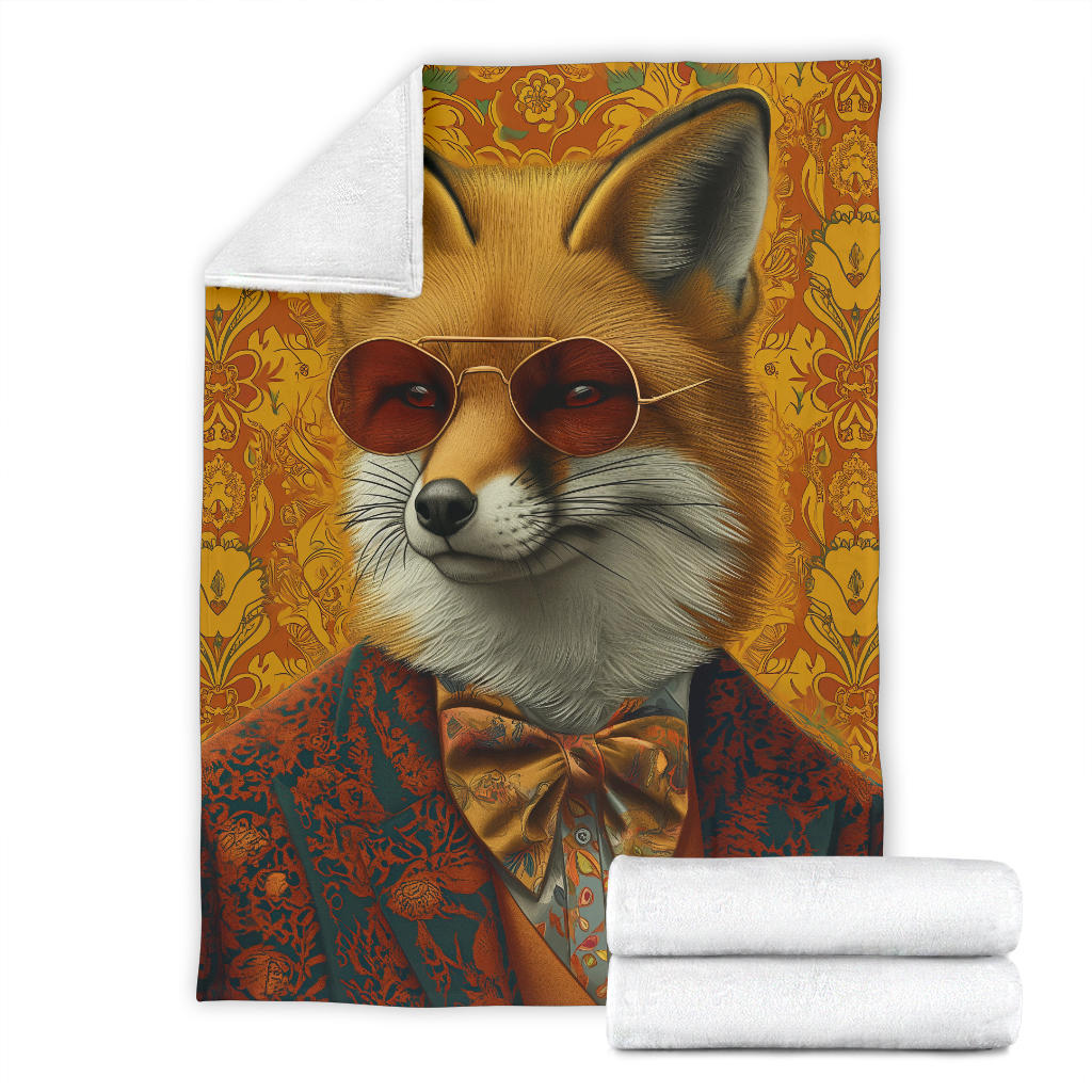 Fox Blanket, Trippy Psychedelics Fox Fleece Blanket, Fox Throw Blanket, Fox Gifts