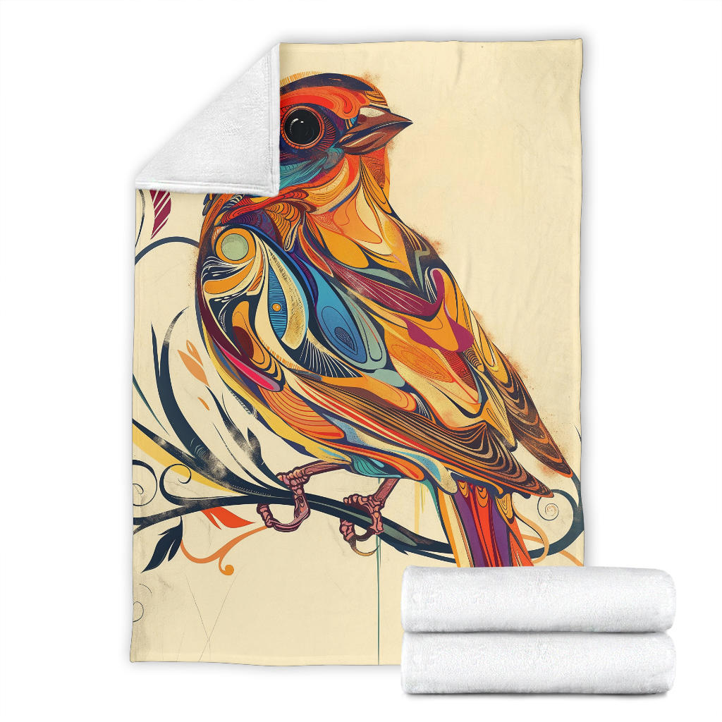 Finch bird Blanket, Trippy Psychedelics Finch bird Fleece Blanket, Finch bird Throw Blanket, Finch bird Gifts