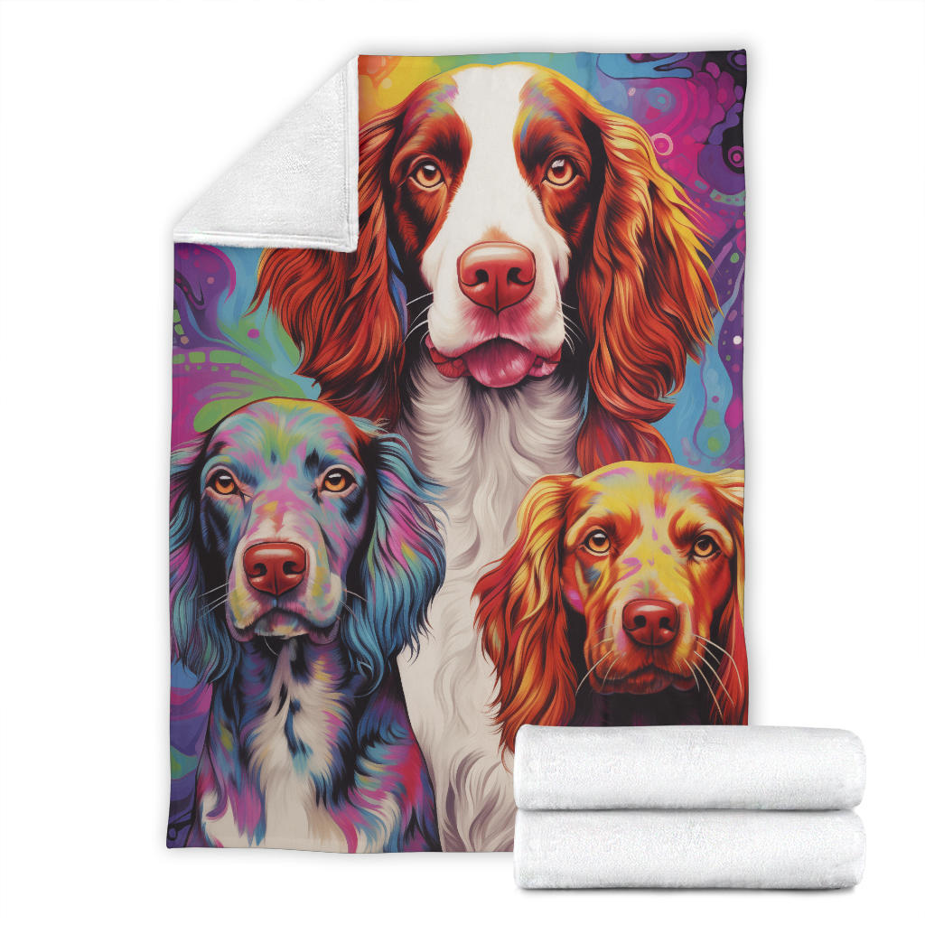 Welsh Springer Spaniel Blanket, Trippy Psychedelics Welsh Springer Spaniel Fleece Blanket, Welsh Springer Spaniel Throw Blanket, Welsh Springer Spaniel Gifts