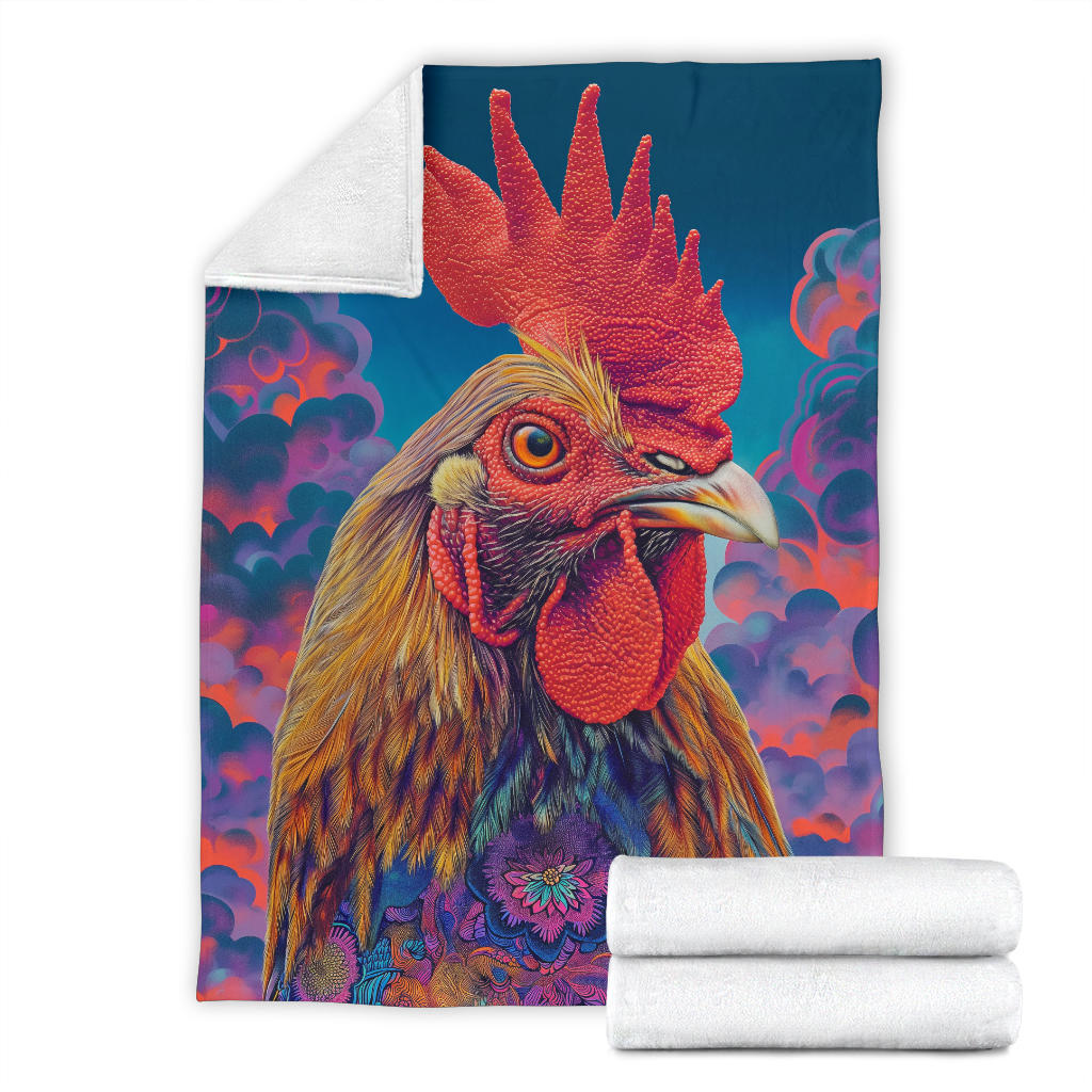 Chicken Blanket, Trippy Psychedelics Chicken Fleece Blanket, Chicken Throw Blanket, Chicken Gifts