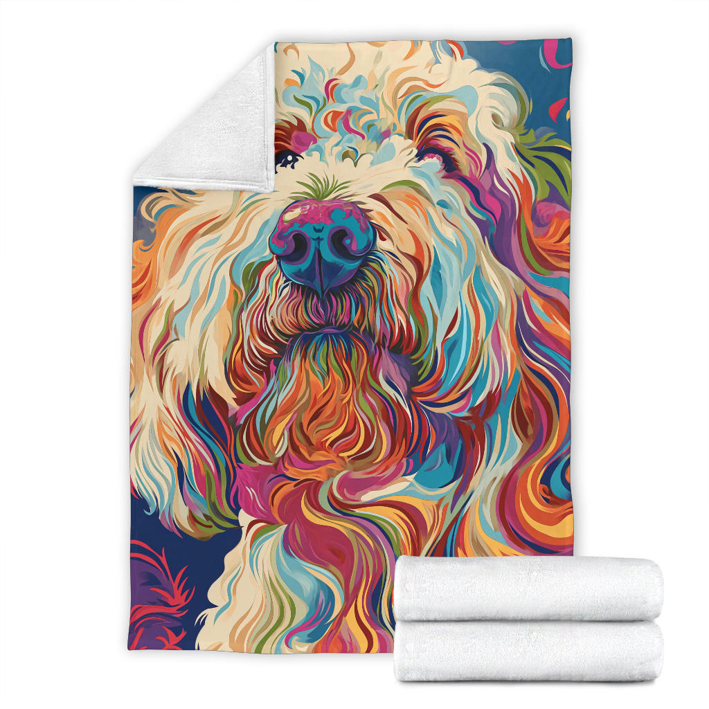 Komondor Dog Blanket, Trippy Psychedelics Komondor Dog Fleece Blanket, Komondor Dog Throw Blanket, Komondor Dog Gifts