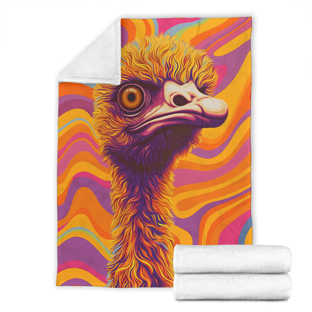 Emu Blanket, Trippy Psychedelics Emu Fleece Blanket, Emu Throw Blanket, Emu Gifts