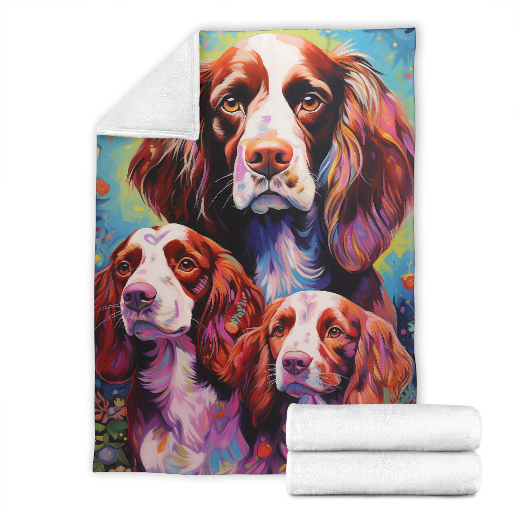 Welsh Springer Spaniel Blanket, Trippy Psychedelics Welsh Springer Spaniel Fleece Blanket, Welsh Springer Spaniel Throw Blanket, Welsh Springer Spaniel Gifts