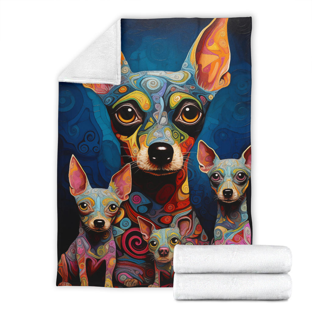 Rat Terrier Blanket, Trippy Psychedelics Rat Terrier Fleece Blanket, Rat Terrier Throw Blanket, Rat Terrier Gifts