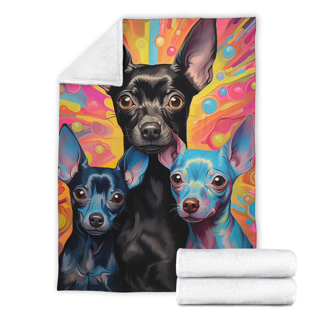 American Hairless Terrier Blanket, Trippy Psychedelics American Hairless Terrier Fleece Blanket, American Hairless Terrier Throw Blanket, American Hairless Terrier Gifts