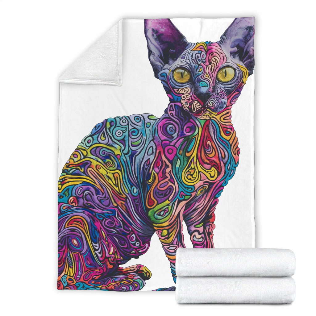 Devon Rex cat Blanket, Trippy Psychedelics Devon Rex cat Fleece Blanket, Devon Rex cat Throw Blanket, Devon Rex cat Gifts