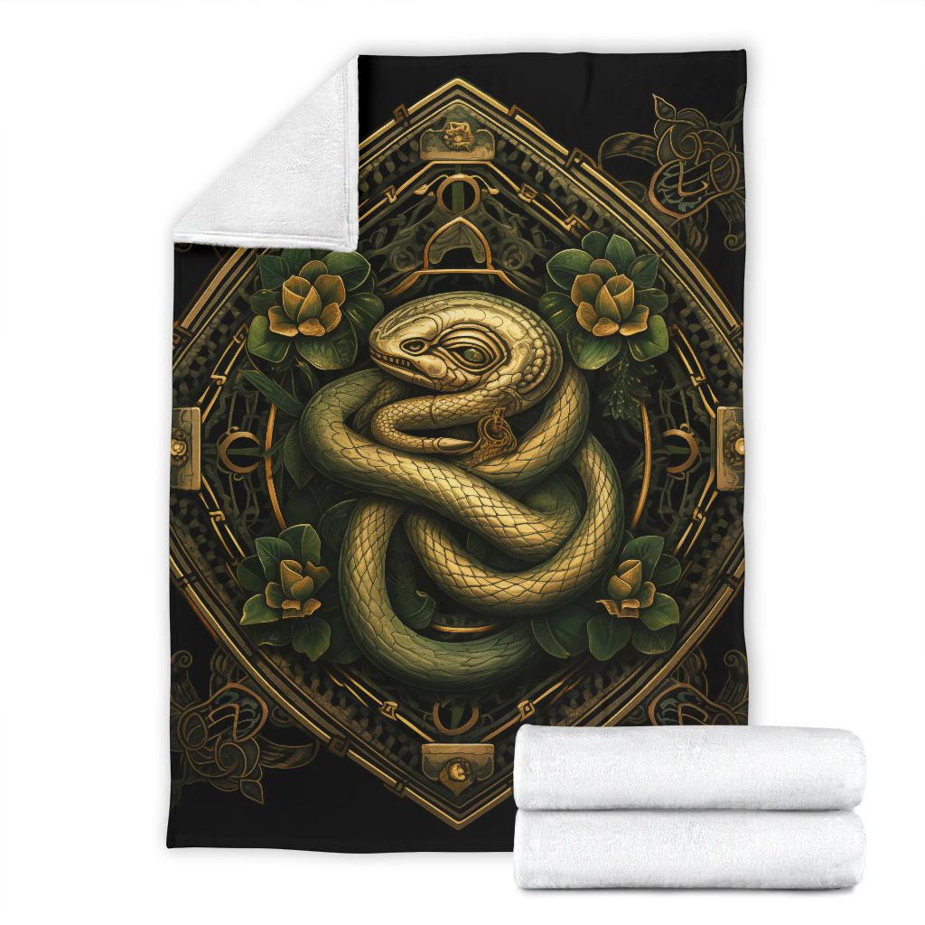 Snake Mandala Blanket, Snake Fleece Blanket, Snake Gifts, Snake Skull Blanket