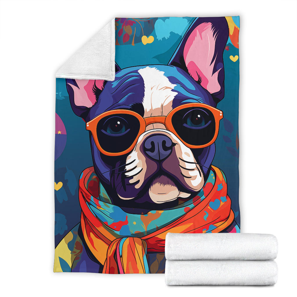 French Bulldog Blanket, Trippy Psychedelics French Bulldog Fleece Blanket, French Bulldog Throw Blanket, French Bulldog Gifts