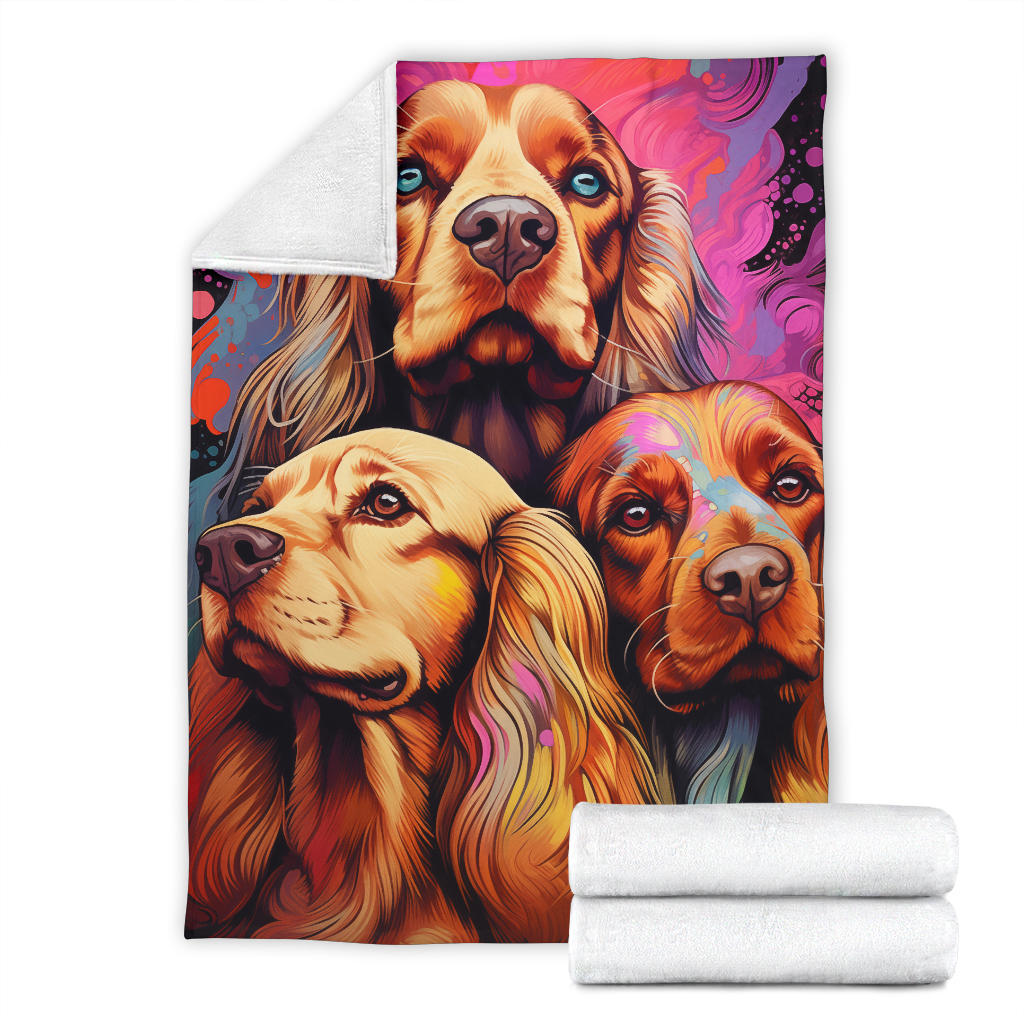 Sussex Spaniel Blanket, Trippy Psychedelics Sussex Spaniel Fleece Blanket, Sussex Spaniel Throw Blanket, Sussex Spaniel Gifts