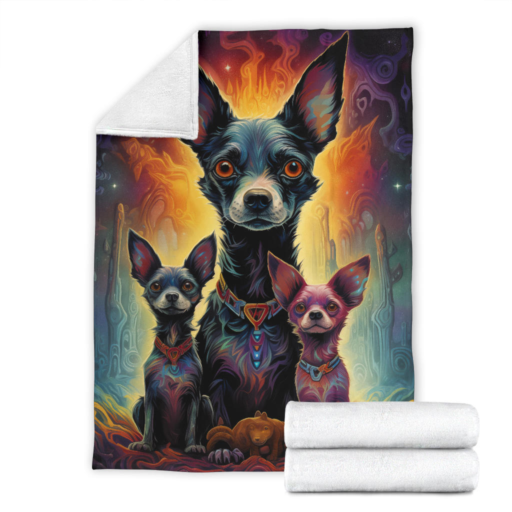 Rat Terrier Blanket, Trippy Psychedelics Rat Terrier Fleece Blanket, Rat Terrier Throw Blanket, Rat Terrier Gifts