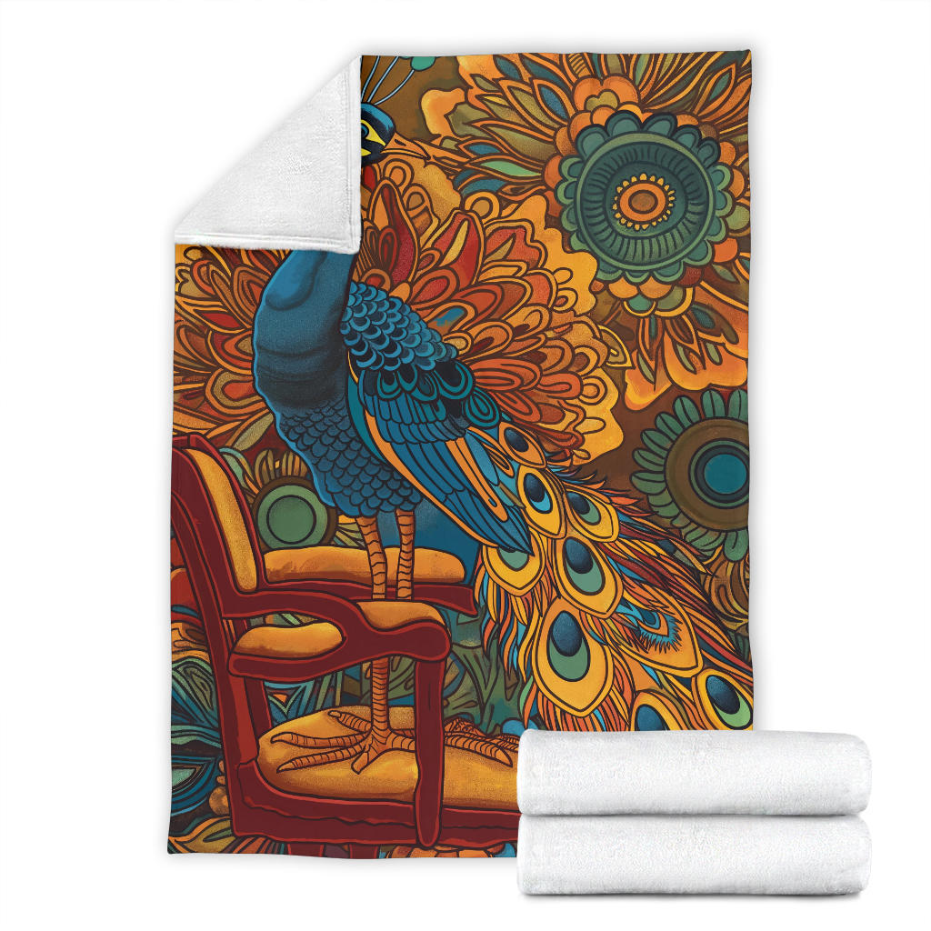 Peacock Blanket, Trippy Psychedelics Peacock Fleece Blanket, Peacock Throw Blanket, Peacock Gifts