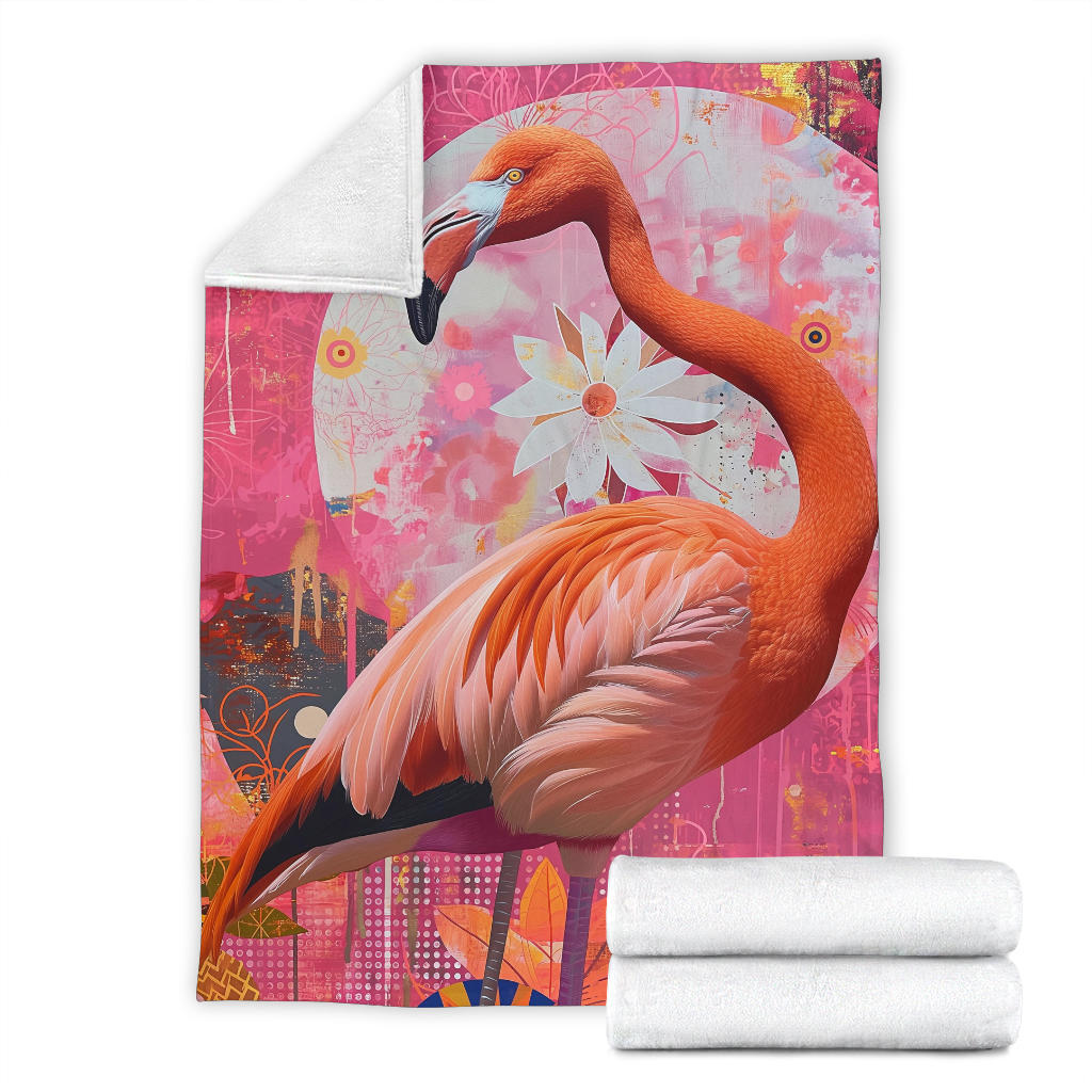 Flamingo Blanket, Trippy Psychedelics Flamingo Fleece Blanket, Flamingo Throw Blanket, Flamingo Gifts