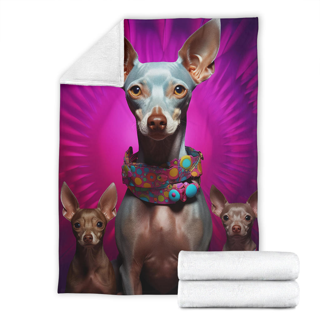 American Hairless Terrier Blanket, Trippy Psychedelics American Hairless Terrier Fleece Blanket, American Hairless Terrier Throw Blanket, American Hairless Terrier Gifts