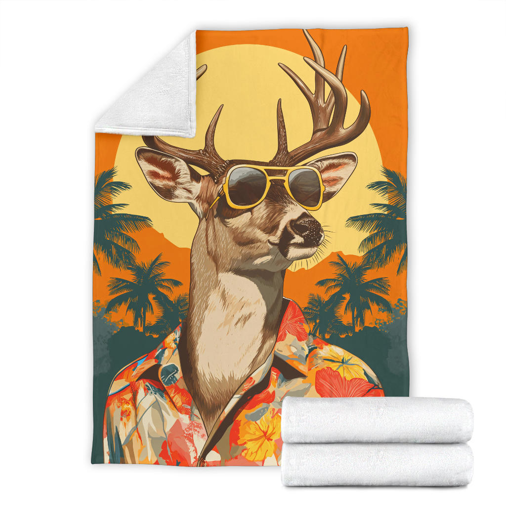 Deer Blanket, Trippy Psychedelics Deer Fleece Blanket, Deer Throw Blanket, Deer Gifts