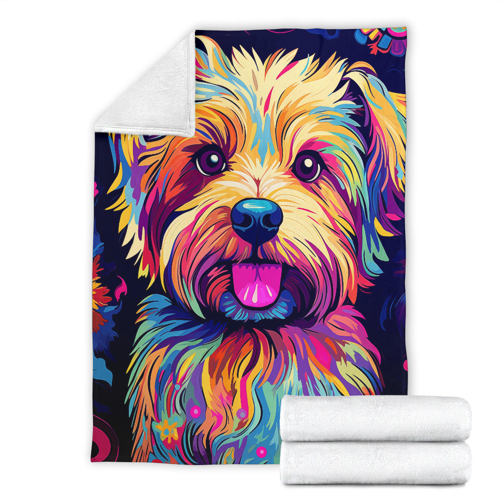 Norfolk Terrier Blanket, Trippy Psychedelics Norfolk Terrier Fleece Blanket, Norfolk Terrier Throw Blanket, Norfolk Terrier Gifts