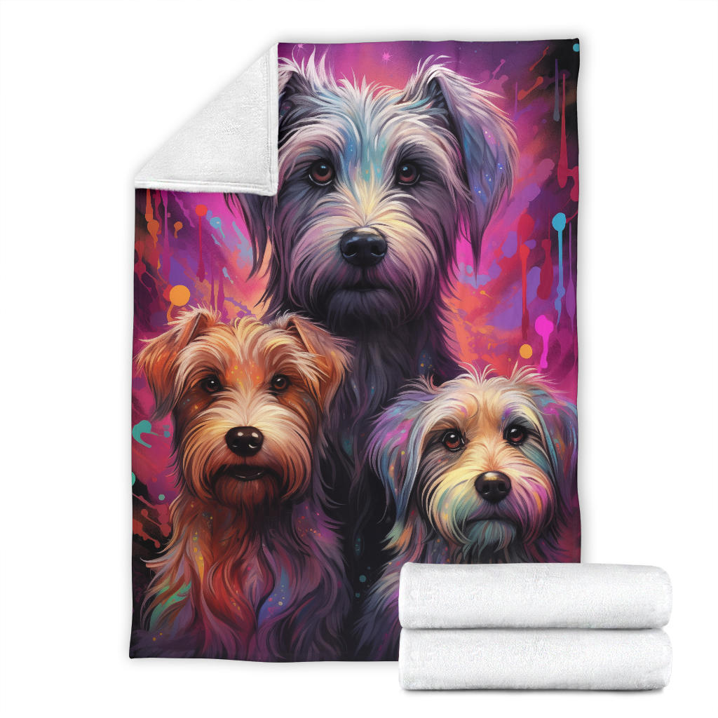 Glen of Imaal Terrier Blanket, Trippy Psychedelics Glen of Imaal Terrier Fleece Blanket, Glen of Imaal Terrier Throw Blanket, Glen of Imaal Terrier Gifts