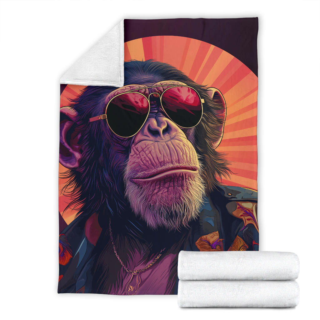 Monkey Blanket, Trippy Psychedelics Monkey Fleece Blanket, Monkey Throw Blanket, Monkey Gifts