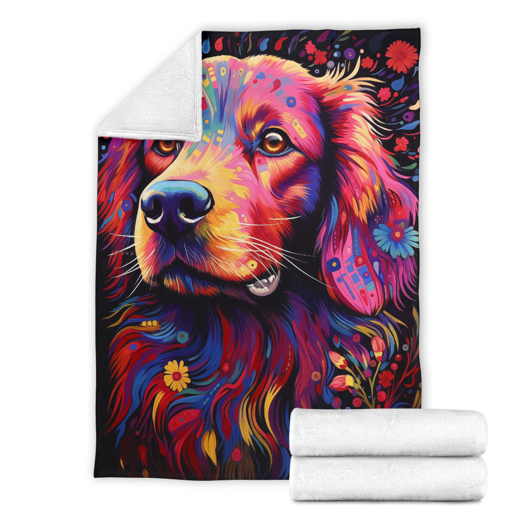 Trippy Psychedelics Golden Retriever Blanket, Golden Retriever Throw Blanket, Golden Retriever Fleece Blanket, Golden Retriever Gifts