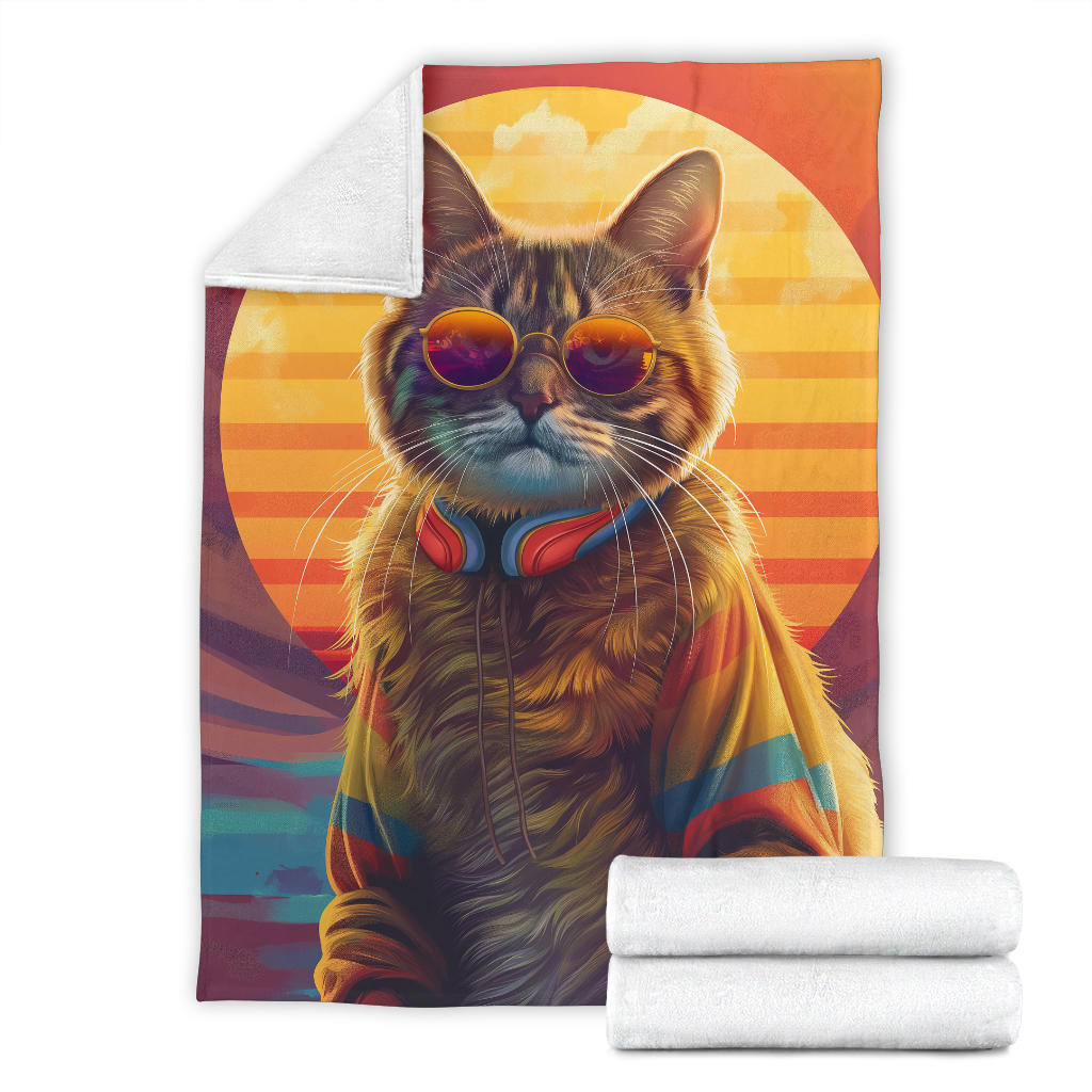 American Curl cat Blanket, Trippy Psychedelics American Curl cat Fleece Blanket, American Curl cat Throw Blanket, American Curl cat Gifts