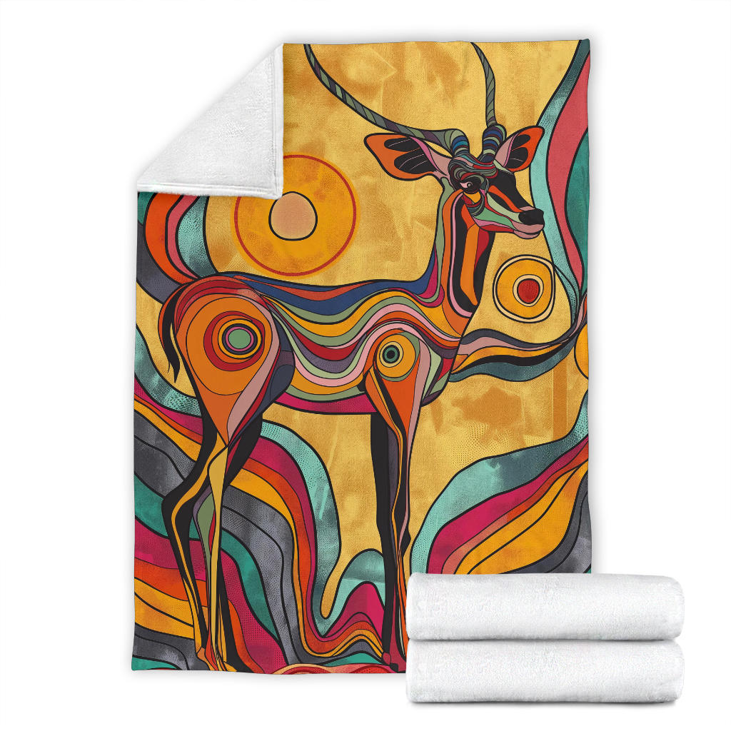 Antelope Blanket, Trippy Psychedelics Antelope Fleece Blanket, Antelope Throw Blanket, Antelope Gifts