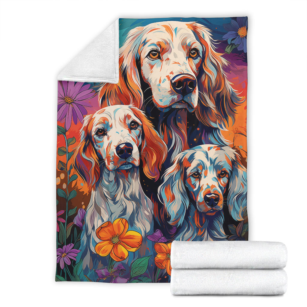 English Setter Blanket, Trippy Psychedelics English Setter Fleece Blanket, English Setter Throw Blanket, English Setter Gifts