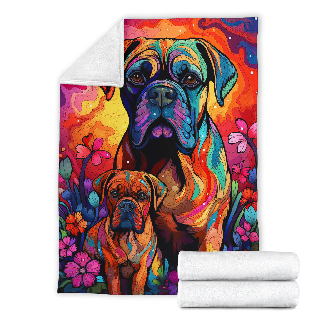 Bullmastiff Blanket, Trippy Psychedelics Bullmastiff Fleece Blanket, Bullmastiff Throw Blanket, Bullmastiff Gifts