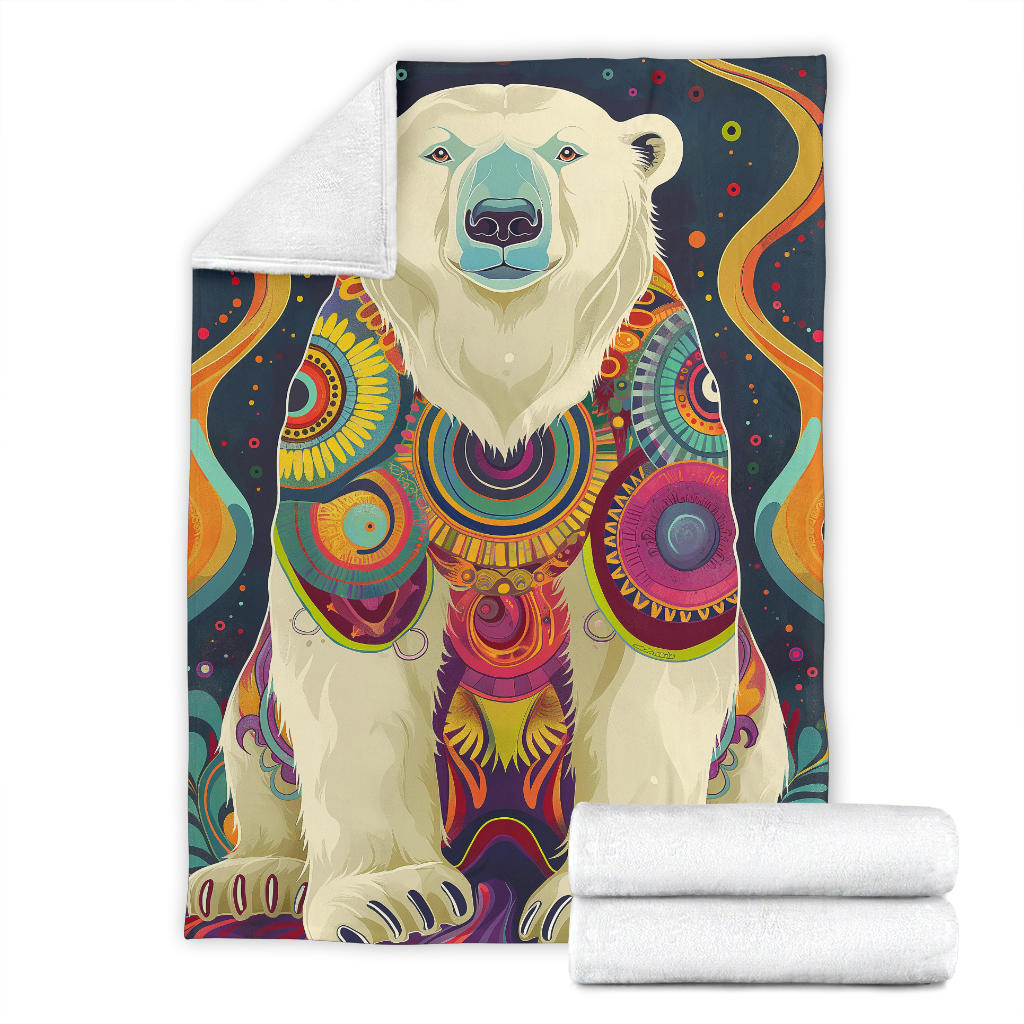 Polar Bear Blanket, Trippy Psychedelics Polar Bear Fleece Blanket, Polar Bear Throw Blanket, Polar Bear Gifts