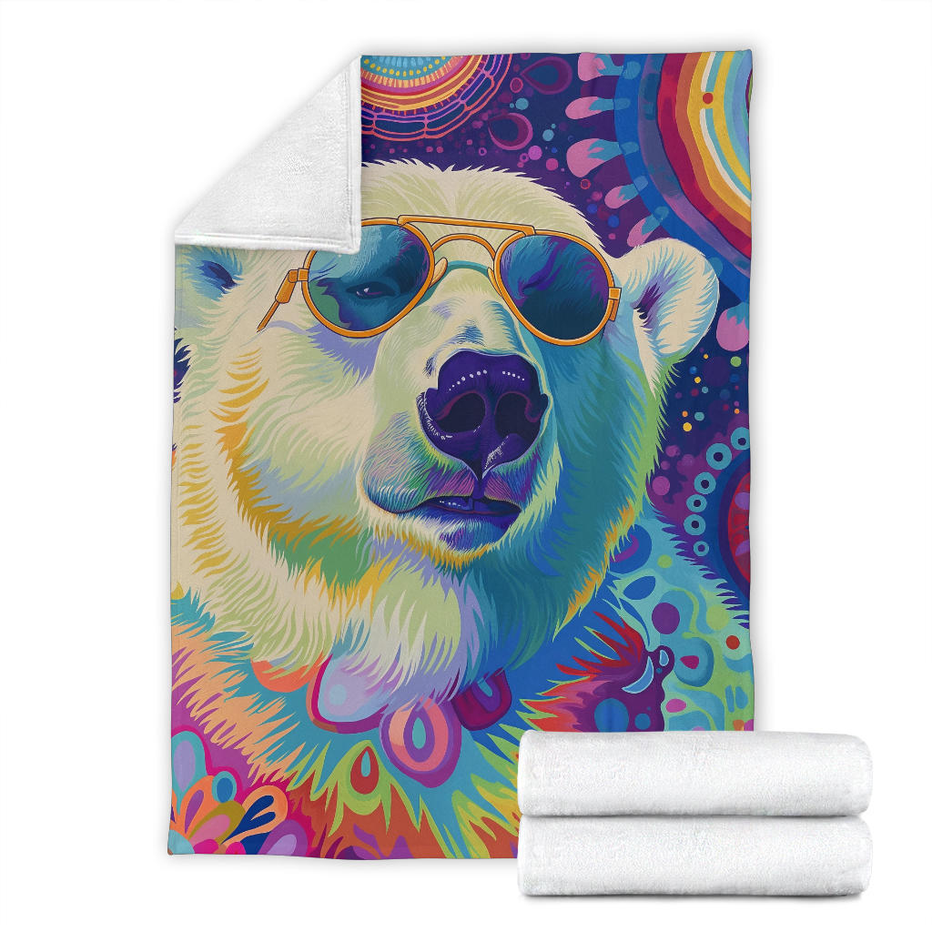 Polar Bear Blanket, Trippy Psychedelics Polar Bear Fleece Blanket, Polar Bear Throw Blanket, Polar Bear Gifts