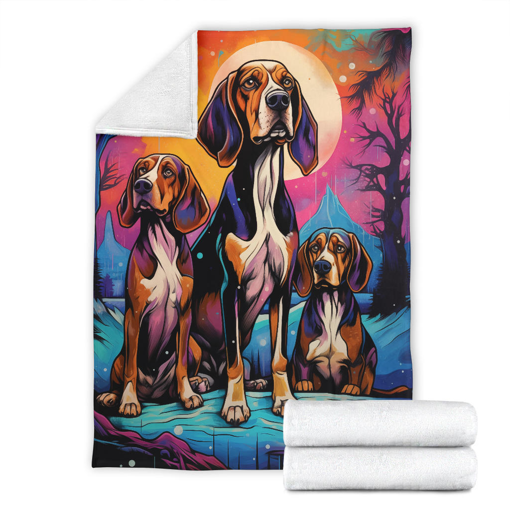 Treeing Walker Coonhound Blanket, Trippy Psychedelics Treeing Walker Coonhound Fleece Blanket, Treeing Walker Coonhound Throw Blanket, Treeing Walker Coonhound Gifts