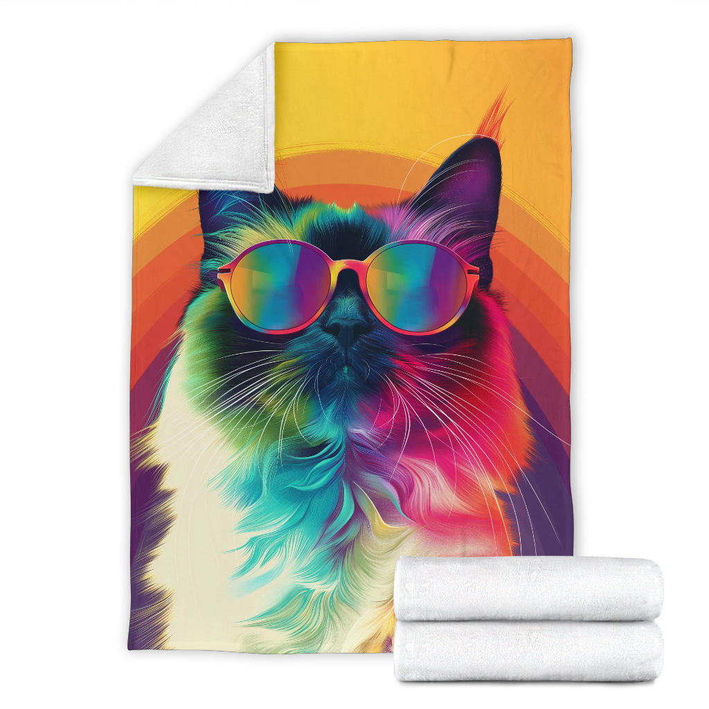 Birman cat Blanket, Trippy Psychedelics Birman cat Fleece Blanket, Birman cat Throw Blanket, Birman cat Gifts