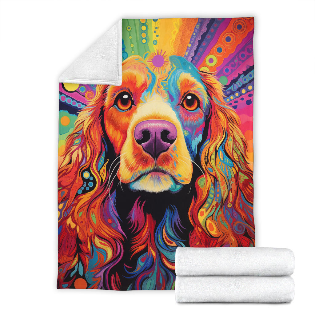 Cocker Spaniel Blanket, Cocker Spaniel Trippy Psychedelics Blanket, Cocker Spaniel Gifts, Cocker Spaniel Throw Blanket