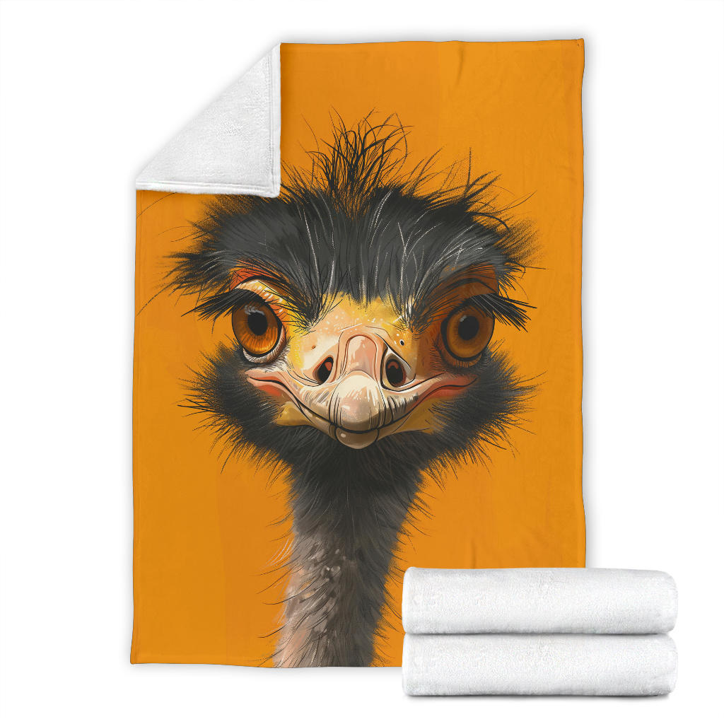 Ostrich Blanket, Trippy Psychedelics Ostrich Fleece Blanket, Ostrich Throw Blanket, Ostrich Gifts