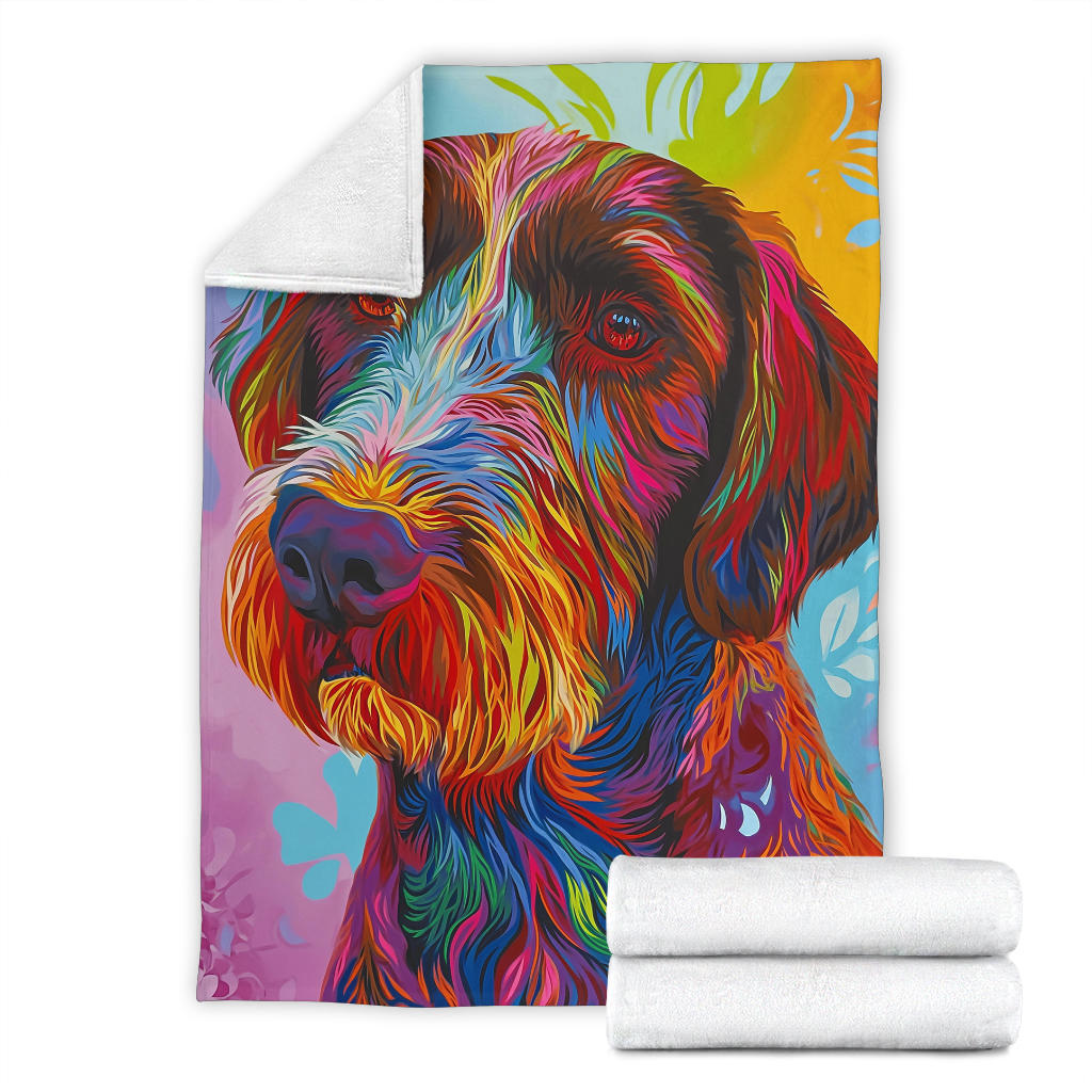 German Wirehaired Pointer Blanket, Trippy Psychedelics German Wirehaired Pointer Fleece Blanket, German Wirehaired Pointer Throw Blanket, German Wirehaired Pointer Gifts