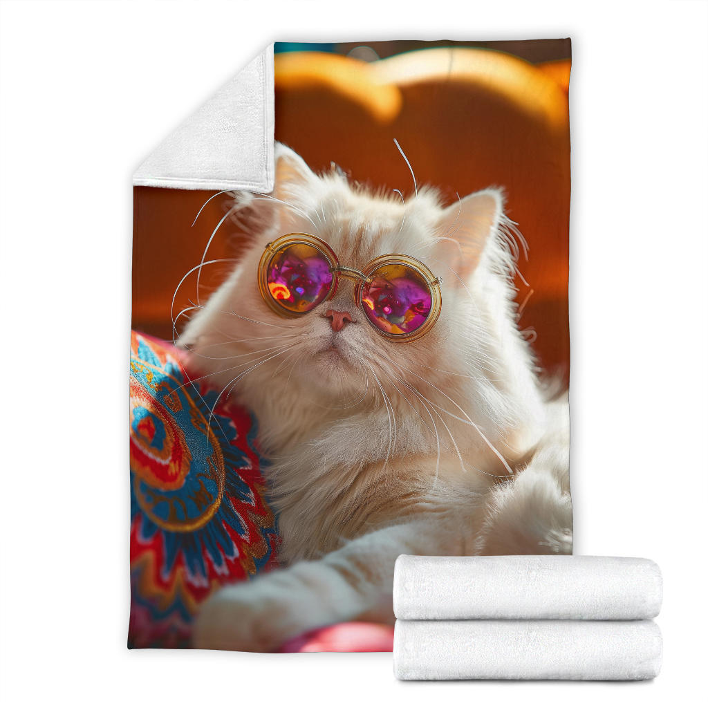 Persian Cat Blanket, Trippy Psychedelics Persian Cat Fleece Blanket, Persian Cat Throw Blanket, Persian Cat Gifts