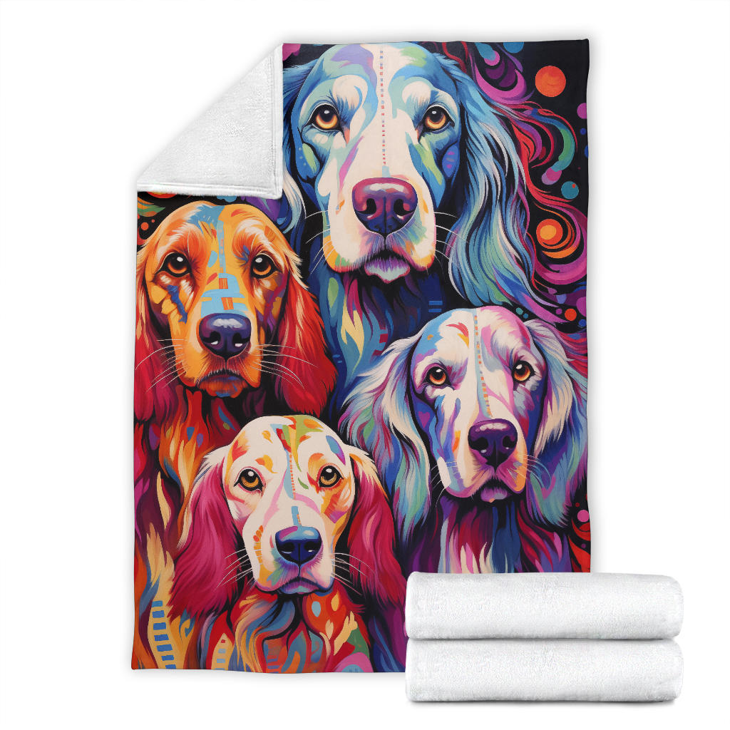 English Setter Blanket, Trippy Psychedelics English Setter Fleece Blanket, English Setter Throw Blanket, English Setter Gifts